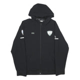 ADIDAS Mens Black Hooded Zip Jacket L Polyester Plain Sports Logo