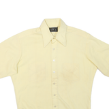 Mens Beige Short Sleeve Polyester Blend Shirt L Button Collar Casual