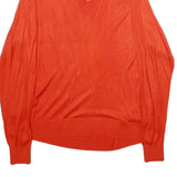 H&M Womens Orange Plain Pullover Jumper V-Neck Basic Knit S Lightweight