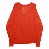 H&M Womens Orange Plain Pullover Jumper V-Neck Basic Knit S Lightweight