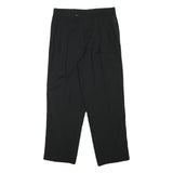 Black Mens Wool Relaxed Straight Trousers W31 L28 Classic Formal Wear