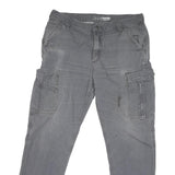 CARHARTT Mens Cotton Blend Grey Regular Cargo Trousers W36 L30 Workwear Casual