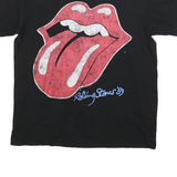 THE ROLLING STONES Mens Black Red Tongue Graphic T-Shirt L Short Sleeve Crew