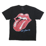 THE ROLLING STONES Mens Black Red Tongue Graphic T-Shirt L Short Sleeve Crew