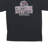 PORT & COMPANY Mens Black Cheyenne Mountain Football Graphic T-Shirt M Crew Neck