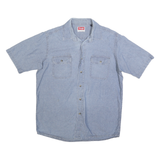 WRANGLER Mens Blue Cotton Short Sleeve Shirt M Casual Relaxed Fit Pocket