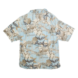 MONTEGO PALMS Mens Blue Tropical Print Silk Shirt M Lightweight Summer Casual