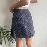 Max & Co Floral Wrap Skirt - 25W UK 6 Navy Polyester