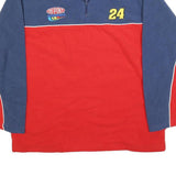 AP ACTION Mens Blue & Red Logo Quarter Zip Patterned Jumper M Polyester Racing