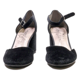 LIBBY EDELMAN Block Heels Black Velvet Womens UK 6.5