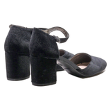 LIBBY EDELMAN Block Heels Black Velvet Womens UK 6.5