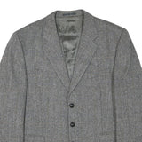 OLIVER GRANT Mens Grey Wool Blend Classic Jacket L Button Herringbone Blazer