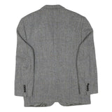 OLIVER GRANT Mens Grey Wool Blend Classic Jacket L Button Herringbone Blazer