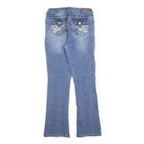 WALL FLOWER Womens Slim Blue Denim Slim Jeans W26 L30 Stylish Embroidered