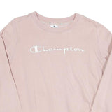 CHAMPION Womens Pink Crew Neck M Cotton Blend Sweatshirt Pullover Classic Logo