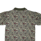 NORTHERN SPIRIT Mens Green & Beige Leaf Print Short Sleeve Polo Shirt M Casual