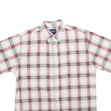 KATALINA Mens White & Red Check Shirt M Cotton Button Down Collar Short Sleeve