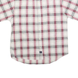 KATALINA Mens White & Red Check Shirt M Cotton Button Down Collar Short Sleeve