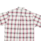 KATALINA Mens White & Red Check Shirt M Cotton Button Down Collar Short Sleeve