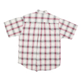 KATALINA Mens White & Red Check Shirt M Cotton Button Down Collar Short Sleeve