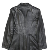 Womens Black Leather Classic Jacket M Button Plain Stylish Comfortable