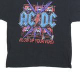 ACDC Mens Black Graphic T-Shirt L Short Sleeve Crew Neck Band Logo Retro
