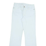 Womens Cotton White Regular Fit Straight Leg Trousers W30 L31 Casual Zip