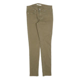 LEVI'S 721 Womens Slim Skinny Jeans Olive Cotton Blend W26 L30 Stylish Zip