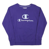 CHAMPION Mens Purple Cotton Blend Crew Neck S Sweatshirt Logo Print Casual