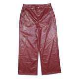 YOZY Womens Red Relaxed Wide-Leg Polyester Trousers W34 L28 Soft Comfort Zip