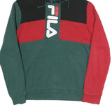 FILA Mens Black & Green & Red Hoodie S Fila Logo Cotton Blend Pullover