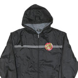 SANTA CRUZ Mens Black Nylon Logo Zip Hooded Jacket M Plain Streetwear