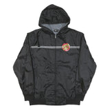 SANTA CRUZ Mens Black Nylon Logo Zip Hooded Jacket M Plain Streetwear
