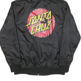 SANTA CRUZ Mens Black Nylon Logo Zip Hooded Jacket M Plain Streetwear