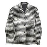 TOWN Womens Black & White Houndstooth Jacket M Wool Blend Button Closure Classic