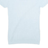 Womens Blue Plain Jumper V-Neck Basic Knit S Light Soft Stretchy Knitwear