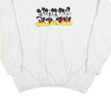 DISNEY Mens White Mickey Mouse Crew Neck L Cotton Blend Pullover Sweatshirt