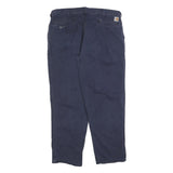 CARHARTT Mens Relaxed Navy Blue Cotton Blend Trousers W40 L34 Workwear Zip