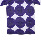 Mens Purple & White Abstract Pattern Shirt L Polyester Blend Summer