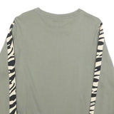 PUMA Womens Green Crew Neck M Sweatshirt Cotton Blend Zebra Print Stripe