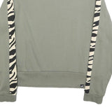 PUMA Womens Green Crew Neck M Sweatshirt Cotton Blend Zebra Print Stripe
