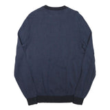 BOSS Mens Blue Jumper Plain Crew Neck Basic Knit M Classic Cotton Blend Comfort