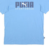 PUMA Mens Blue Crew Neck Short Sleeve T-Shirt M Cotton Sportswear Logo
