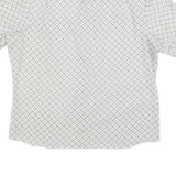 Mens White Grey Check Short Sleeve Shirt L Lightweight Summer Casual