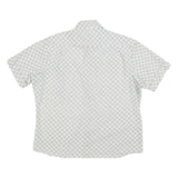 Mens White Grey Check Short Sleeve Shirt L Lightweight Summer Casual