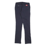 DICKIES Womens Slim Navy Blue Cotton Blend Trousers W27 L30 Zip Closure