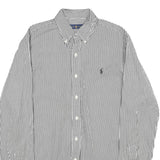 RALPH LAUREN Mens Black & White Stripe Cotton Shirt M Button Down Long Sleeve