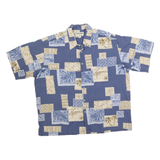 COOKE STREET Mens Blue Beige Hawaiian Shirt 2XL Cotton Blend Relaxed Fit Summer