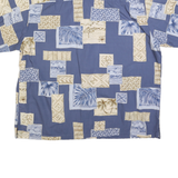 COOKE STREET Mens Blue Beige Hawaiian Shirt 2XL Cotton Blend Relaxed Fit Summer