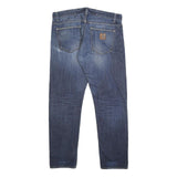 CARHARTT Mens Slim Blue Denim Slim Jeans W34 L32 Classic Button Closure